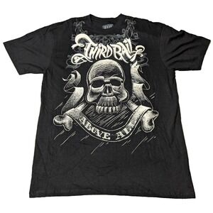 3RD RAIL THIRD RAIL ABOVE ALL Men XL Black Skull Graphic T-Shirt NEW